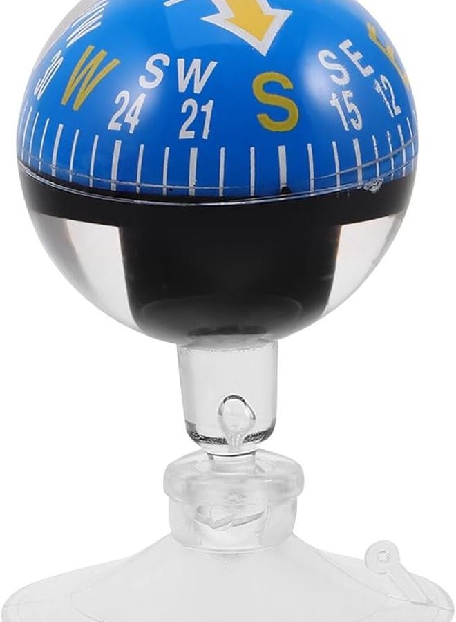 HYTROVE 38 مم بوصلة كرة زرقاء للسيارة مع حامل لوحة القيادة بكوب شفط للملاحة في الهواء الطلق للمشي لمسافات طويلة - Image 1